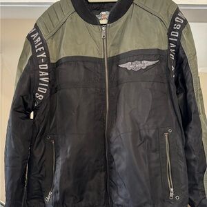 Harley-Davidson Men's Olive and Black Nylon Jacket